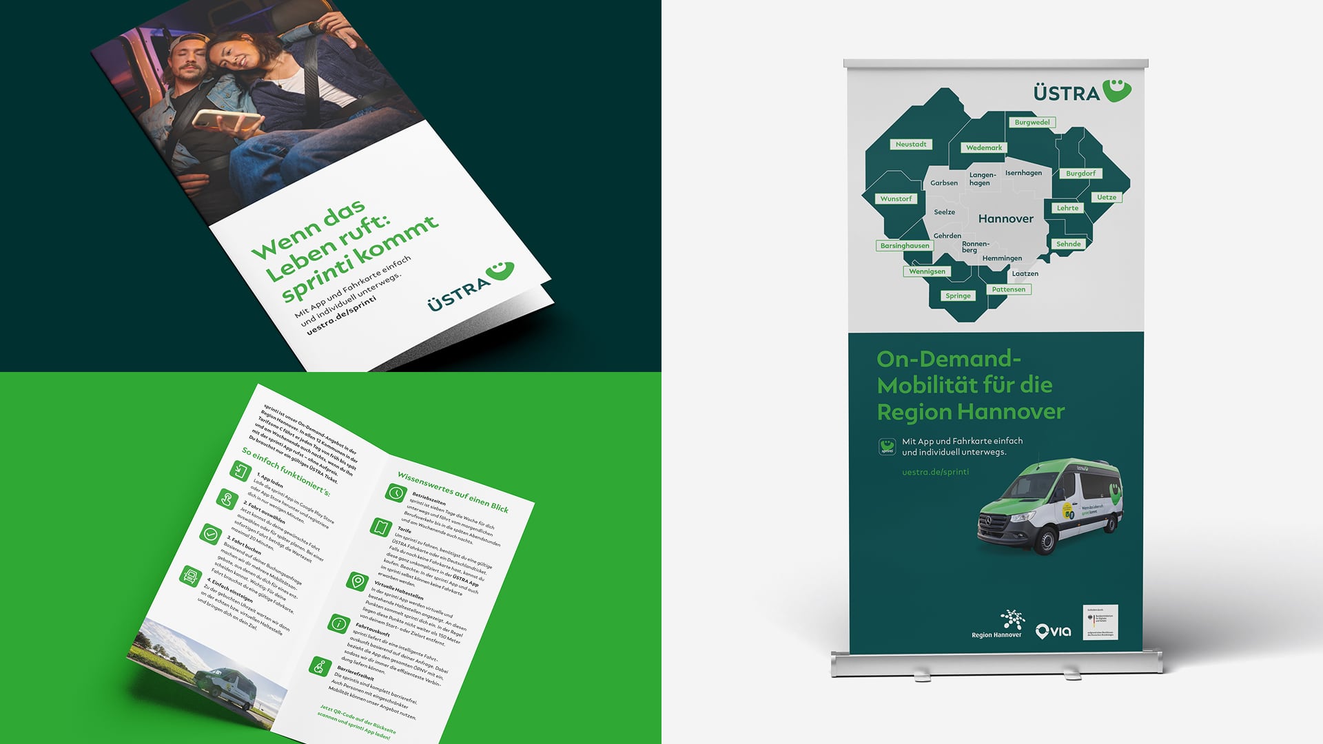 Printmotiv zur Sprinti 2025 Kampagne von B&B. – modernes Design für flexiblen On-Demand-Nahverkehr im ländlichen Raum.